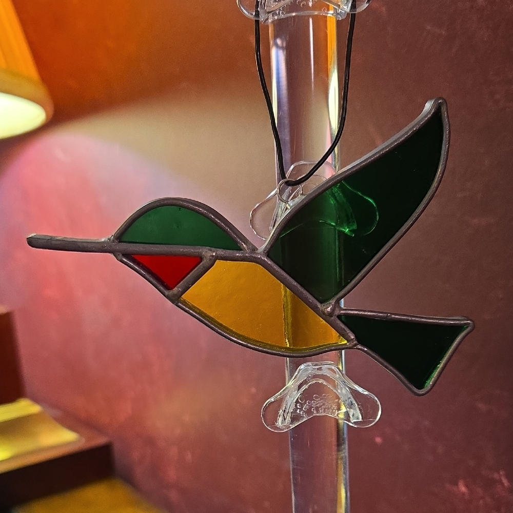 Vintage Stained Glass Came Hummingbird Sun Catcher